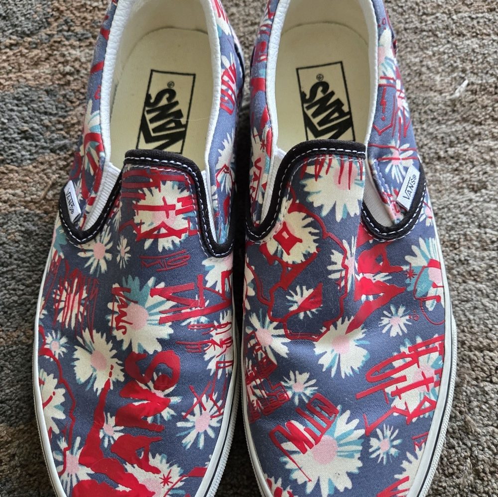 Vans Red and Blue Sneakers Vibrant Floral Slip-On